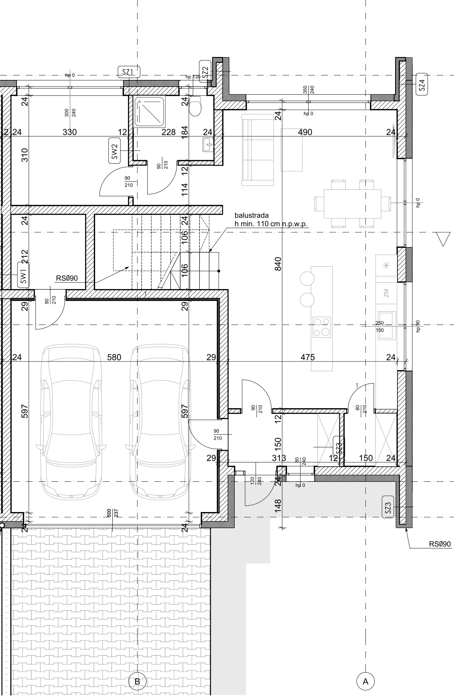 Rzut architektoniczny na parter